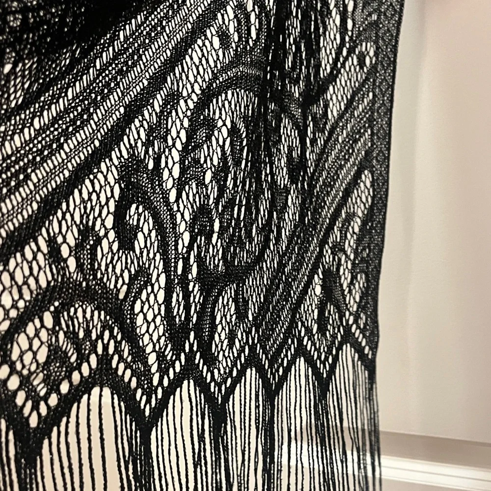 Elegant Black Lace Fringe Wrap with a little sparkle - Picture 4 of 5